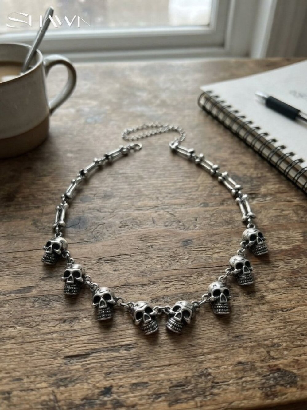 Mens Skull Bone Chain Gothic Choker